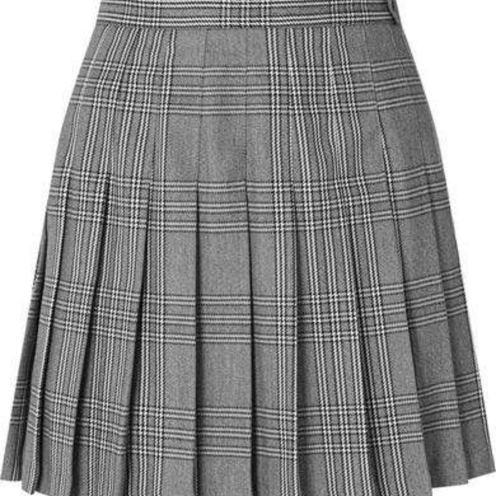 Maje Pleaded Plaid Mini Skirt